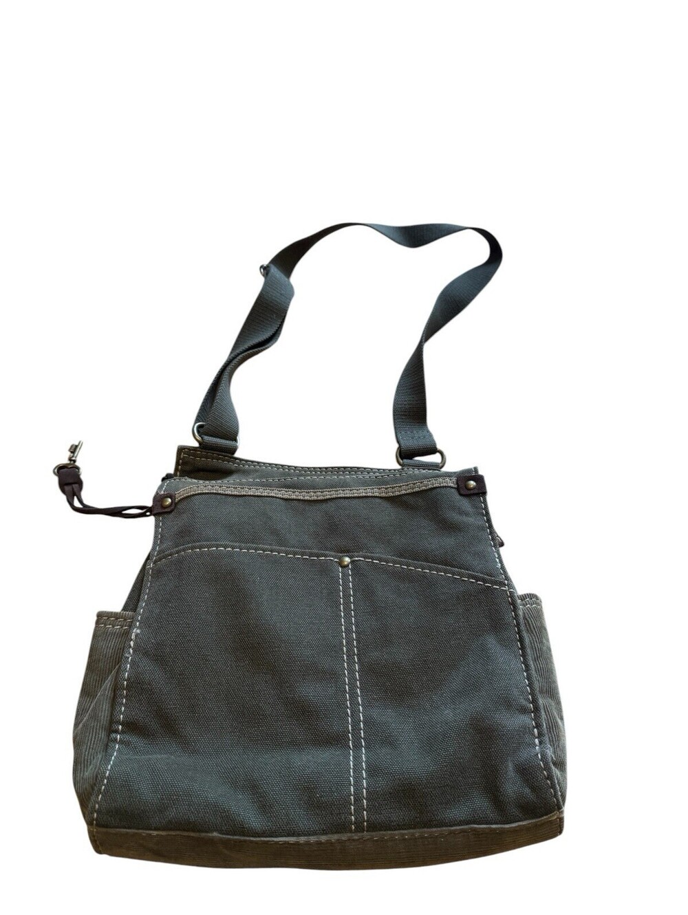 Vintage Fossil Canvas Shoulder Bag Canvas Strap With Metal Key - Picture 2 of 9